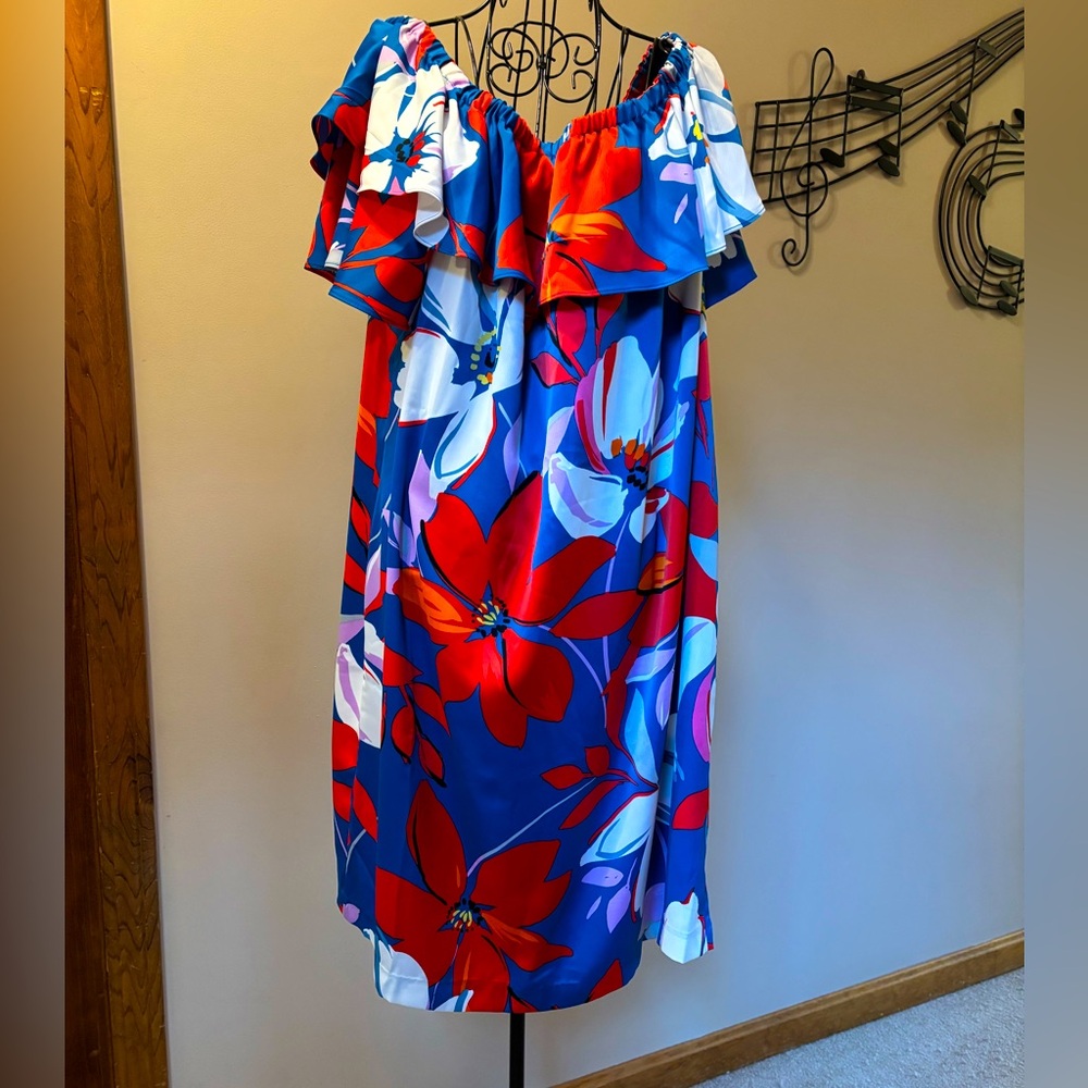 $12 MEMORIAL DAY BLOWOUT NWT London Times Woman Floral Dress - Blue Red SIZE 18W